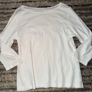 Talbots White Boatneck Long-Sleeve Top